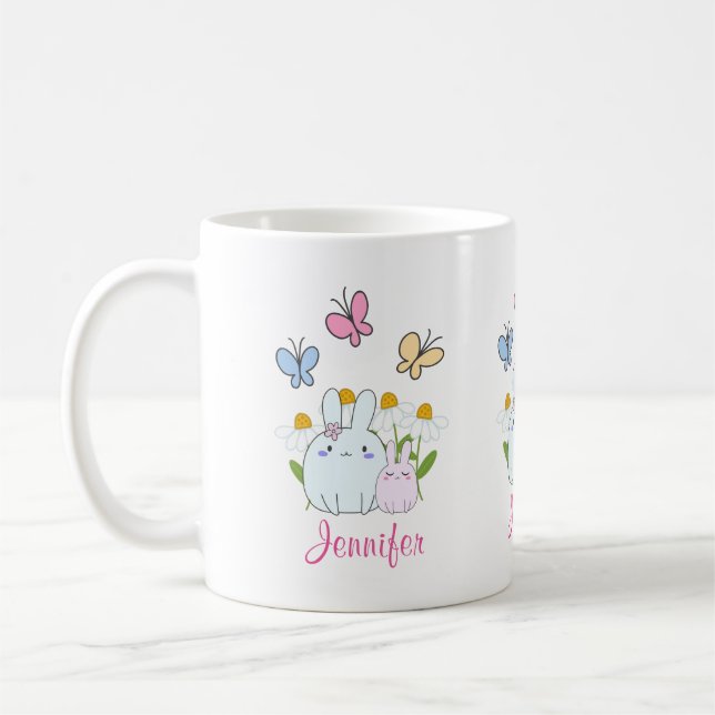 Taza De Café Hermosos conejitos con martillos de primavera y ma (Izquierda)