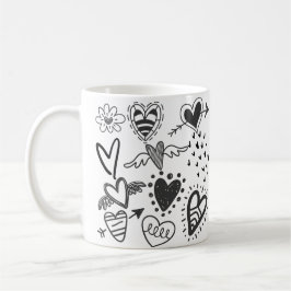 Taza De Café Hermosos corazones en negro Mug