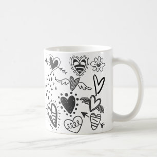 Taza De Café Hermosos corazones en negro Mug