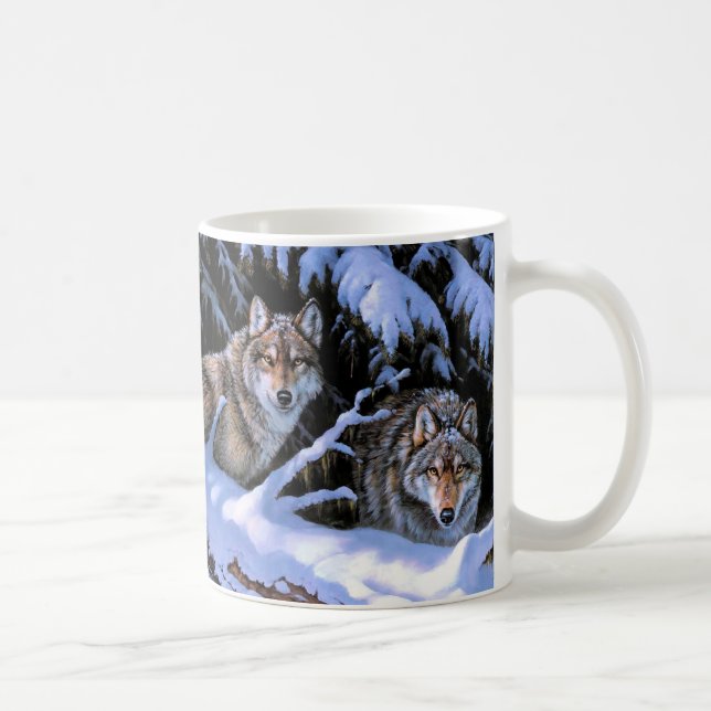 Taza De Café Hermosos cuadros de dos lobos (Derecha)