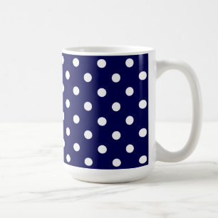 Taza De Café Hermosos lunares blancos y azul oscuro elegantes