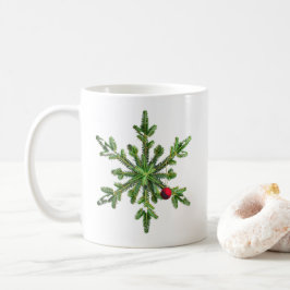 Taza De Café Hermosos Navidades de copos de nieve con pino de n