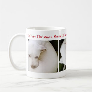 Taza De Café Hermosos Navidades de perros con cachorros blancos