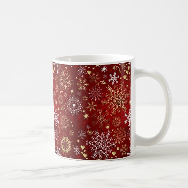 Taza De Café Hermosos Navidades rojos, blancos y dorados (Derecha)