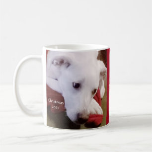 Taza De Café Hermosos Navidades rojos de perro con pipa blanca