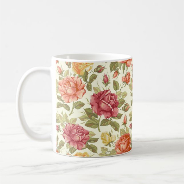 Taza De Café Hermosos Rosas rojos y de piel (Izquierda)