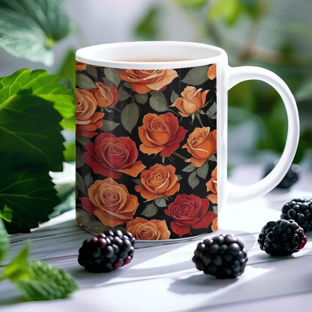 Taza De Café Hermosos rosas rojos y naranjas (Subido por el creador)