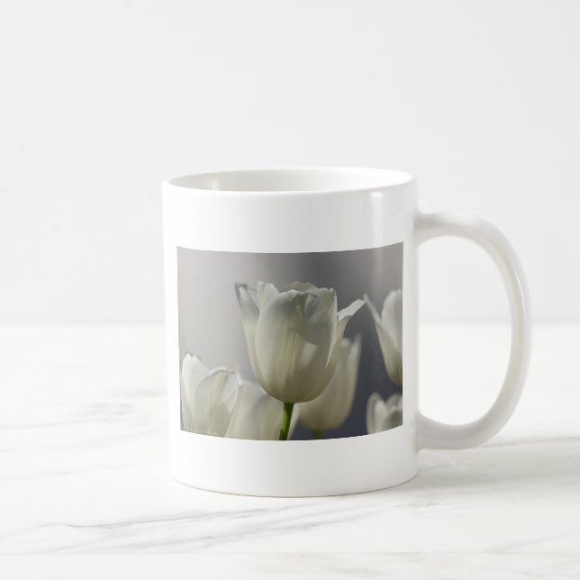 Taza De Café Hermosos Tulipanes de Primavera Blanca (Derecha)