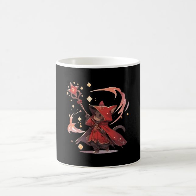 Taza De Café Héroe de gato mago rojo lindo (Centro)