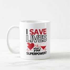 Taza De Café Héroe de la salud "I Save Lives - Superpower"