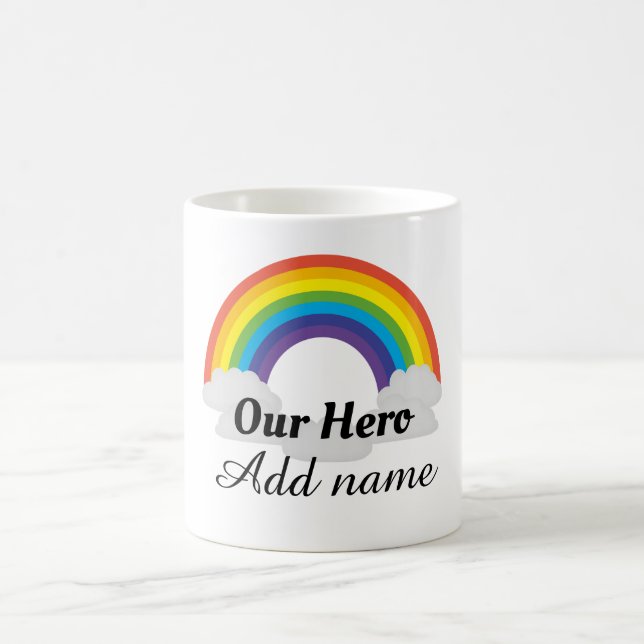 Taza De Café Héroe del arcoiris personalizado gracias mug (Centro)