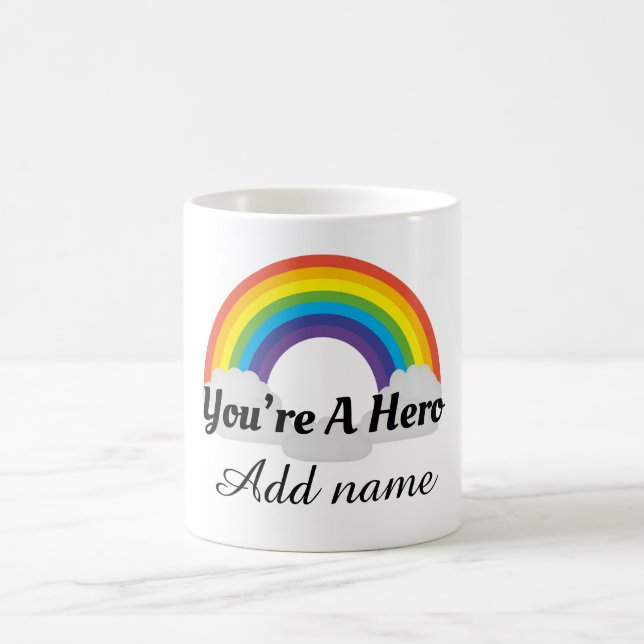 Taza De Café Héroe del arcoiris personalizado gracias mug (Centro)