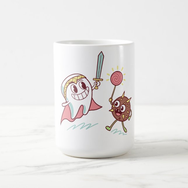 Taza De Café Héroe dental vs bacterias Monster Diversión Person (Centro)