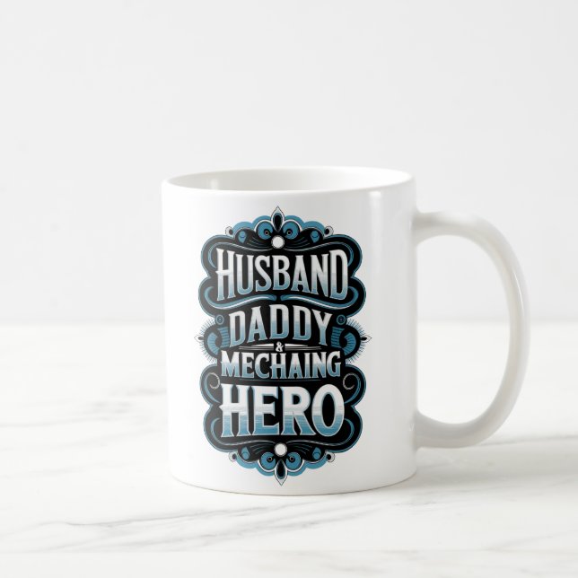 Taza De Café "Héroe Mecánico de Papi Esposo - Gracioso regalo p (Derecha)