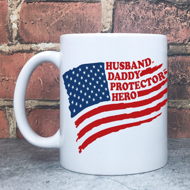 Taza De Café Héroe protector de papá de marido (Husband, Daddy, Protector, Hero Coffee mug)