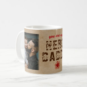 Taza De Café Héroe Rústico Papá Día del Padre 2 Colaje de Fotos