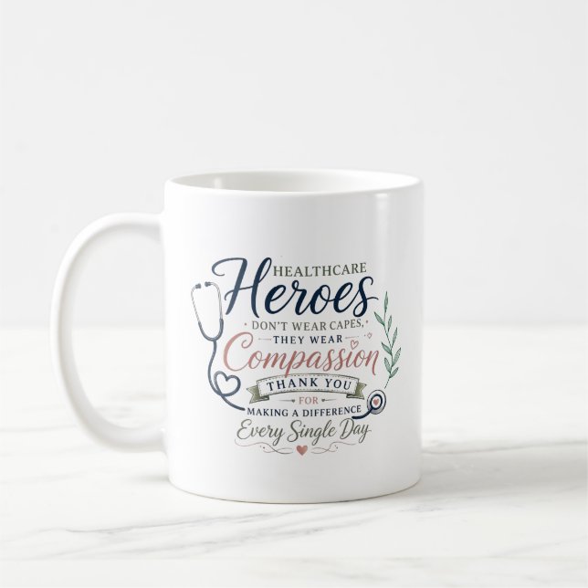 Taza De Café Héroes de la Salud Llevan Compasión (Izquierda)