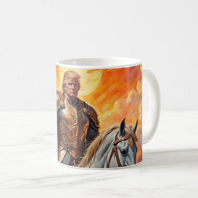 Taza De Café Heroico guerrero Trump en armería dorada (Anverso derecho)