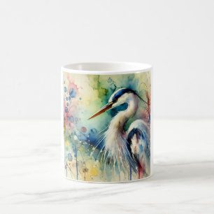 Taza De Café Heron in a serene landscape 061024AREF138 - Waterc