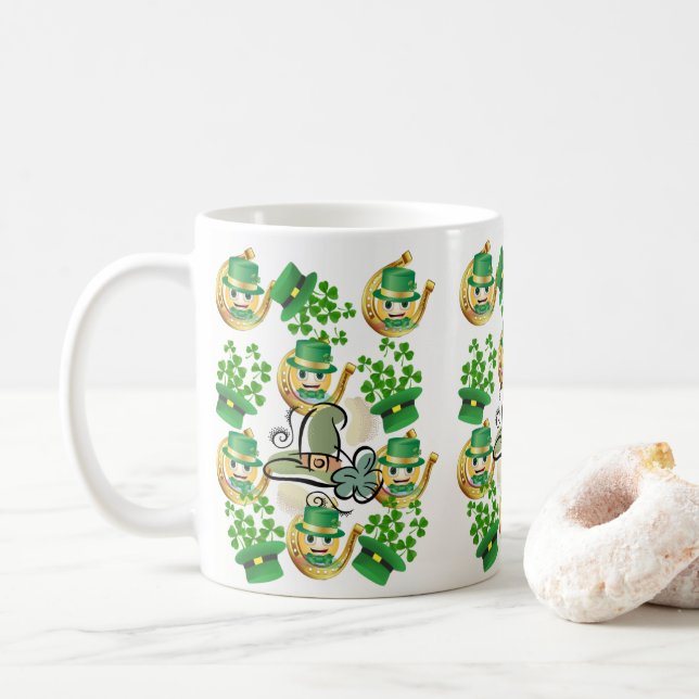 Taza De Café Herradura del Día de San Patricio (Con donut)