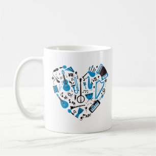 Taza De Café Herramienta para el corazón de instrumentos musica