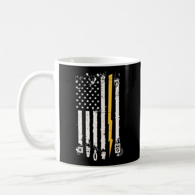 Taza De Café Herramientas De Bandera De Ee.Uu. Para Electricist (Izquierda)