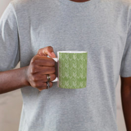 Taza De Café Herringbone Chevron Patrón Bosque Verde
