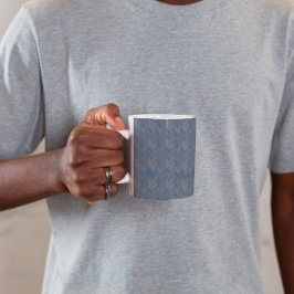 Taza De Café Herringbone Chevron Patrón Retro Azul