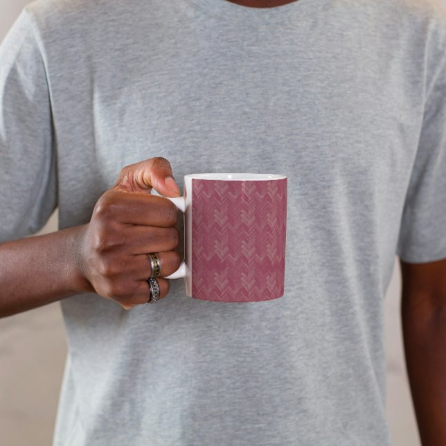 Taza De Café Herringbone Chevron Pattern Luxurious Red (Subido por el creador)