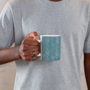 Taza De Café Herringbone Chevron Pattern Turquoise