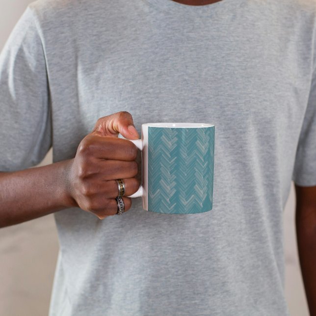 Taza De Café Herringbone Chevron Pattern Turquoise (Subido por el creador)