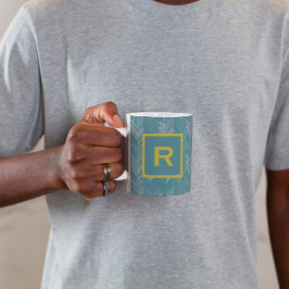 Taza De Café Herringbone Chevron Pattern Turquoise Personal