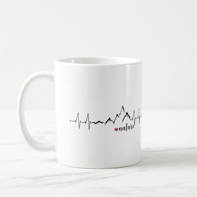 Taza De Café Herzschlag EKG Liebe zu Bergen und Natur (Izquierda)