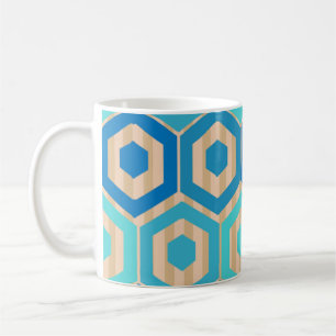 Taza De Café Hexageres y rayas - mar y arena