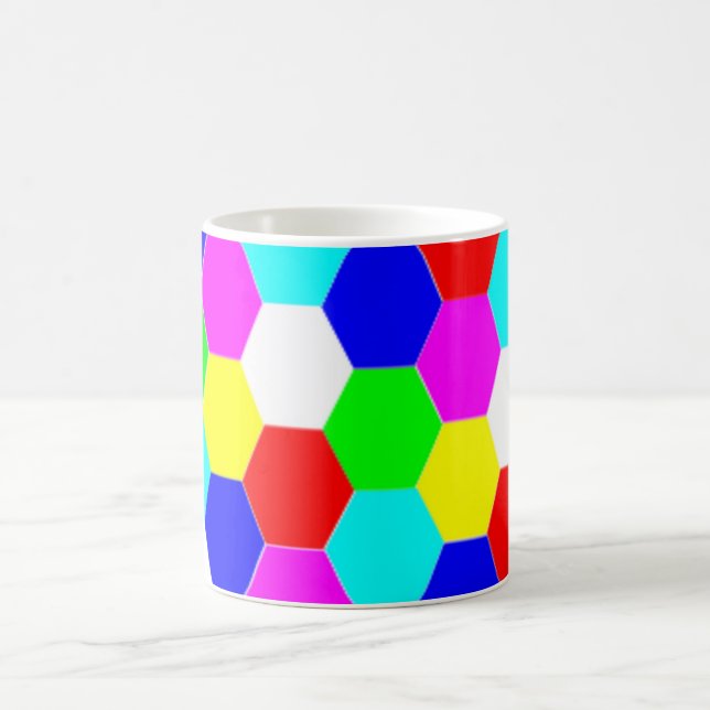 TAZA DE CAFÉ HEXAGONES COLORIDOS (Centro)