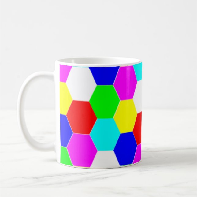 TAZA DE CAFÉ HEXAGONES COLORIDOS (Izquierda)