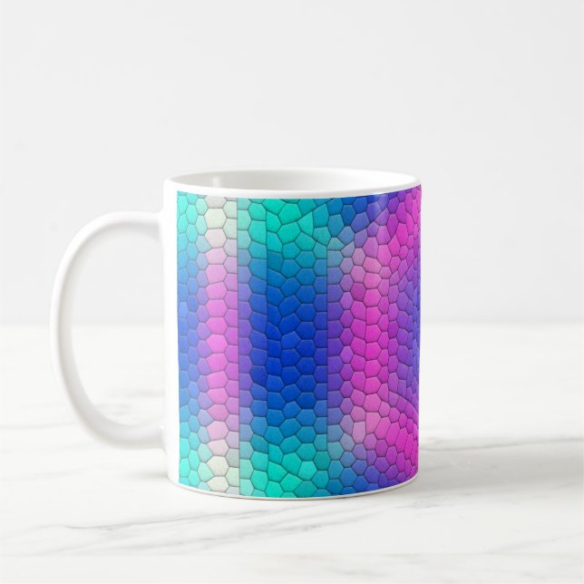 Taza De Café Hexagones de la escala de sirenas holográficas ros (Izquierda)