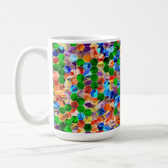 Taza De Café Hexagones horizontales giratorios giran 15oz Mug (Izquierda)