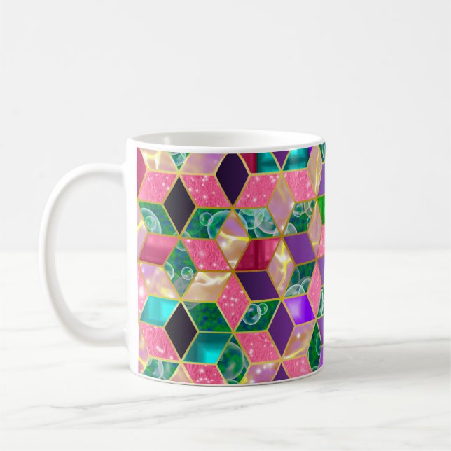 Taza De Café Hexágono divertido multimixto en forma de diamante (Izquierda)