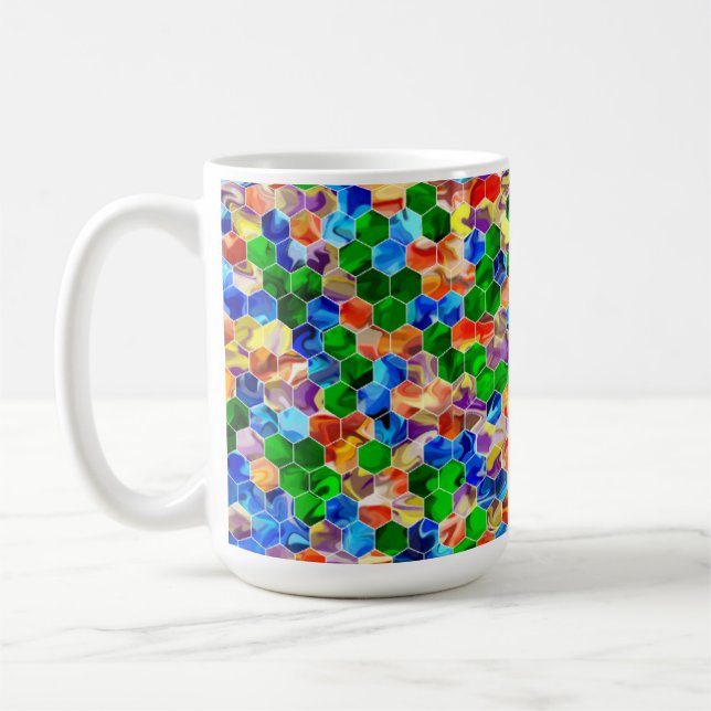 Taza De Café Hexagons verticales girando 15oz Mug (Izquierda)
