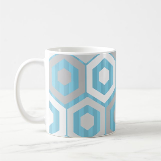 Taza De Café Hexagons y rayas de invierno (Izquierda)