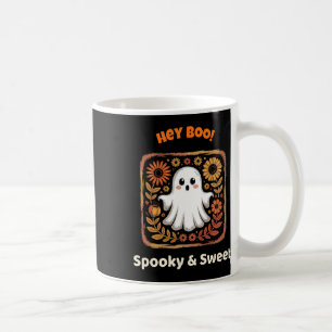 Taza De Café Hey Boo Ghost Retro Halloween Spooky Cuido Octubre