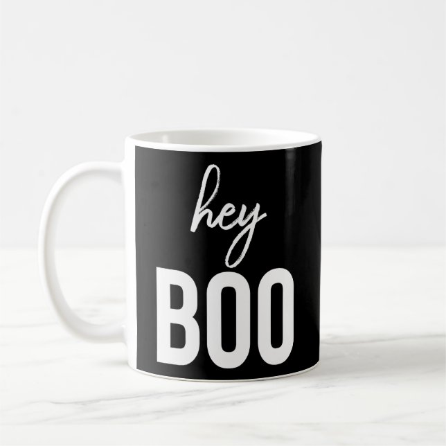 Taza De Café Hey Boo Love Ghost Pun Boo Halloween (Izquierda)