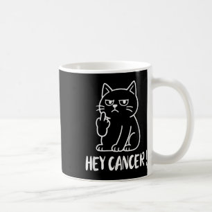 Taza De Café Hey Cáncer Mierda Meme Divertido Gato Dedo Medio F