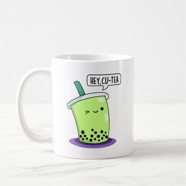 Taza De Café Hey Cu-Tea Funny Boba Tea Pun (Izquierda)