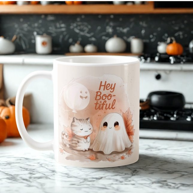 Taza De Café Hey, Fantasma Hermosa - Dulce Halloween y Encanto  (Subido por el creador)