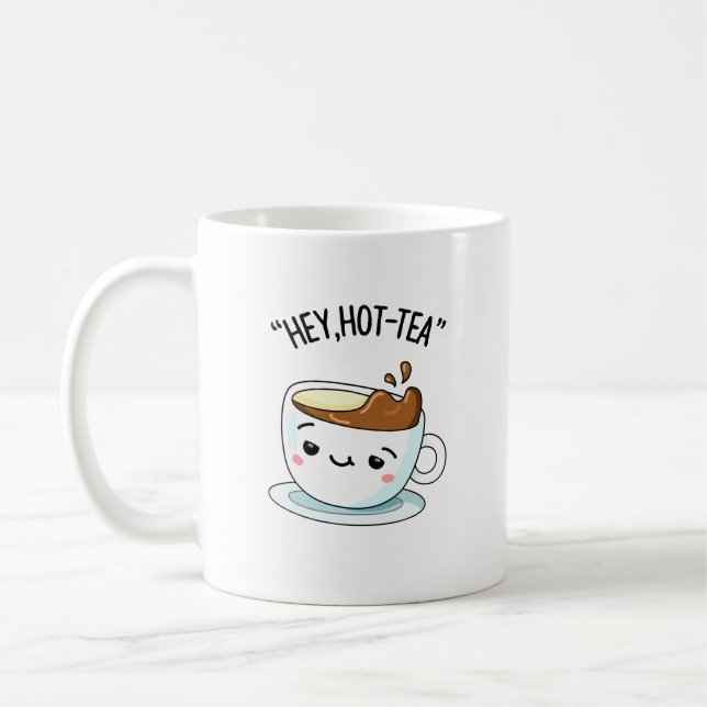 Taza De Café Hey Hot Tea Funny Cuppa Tea Pun (Izquierda)