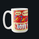 Taza De Café HI Karen Love You with bright red and patterned<br><div class="desc">Made for the girl with the beautiful name Karen
bright red with many colored patterns and words</div>