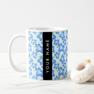 Taza De Café Hibisco Azul, Flores Azules, Tu Nombre