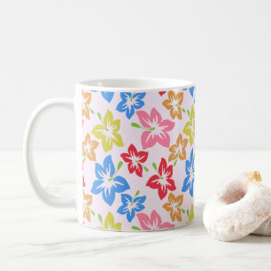 Taza De Café Hibisco Colorido, Patrón De Flores